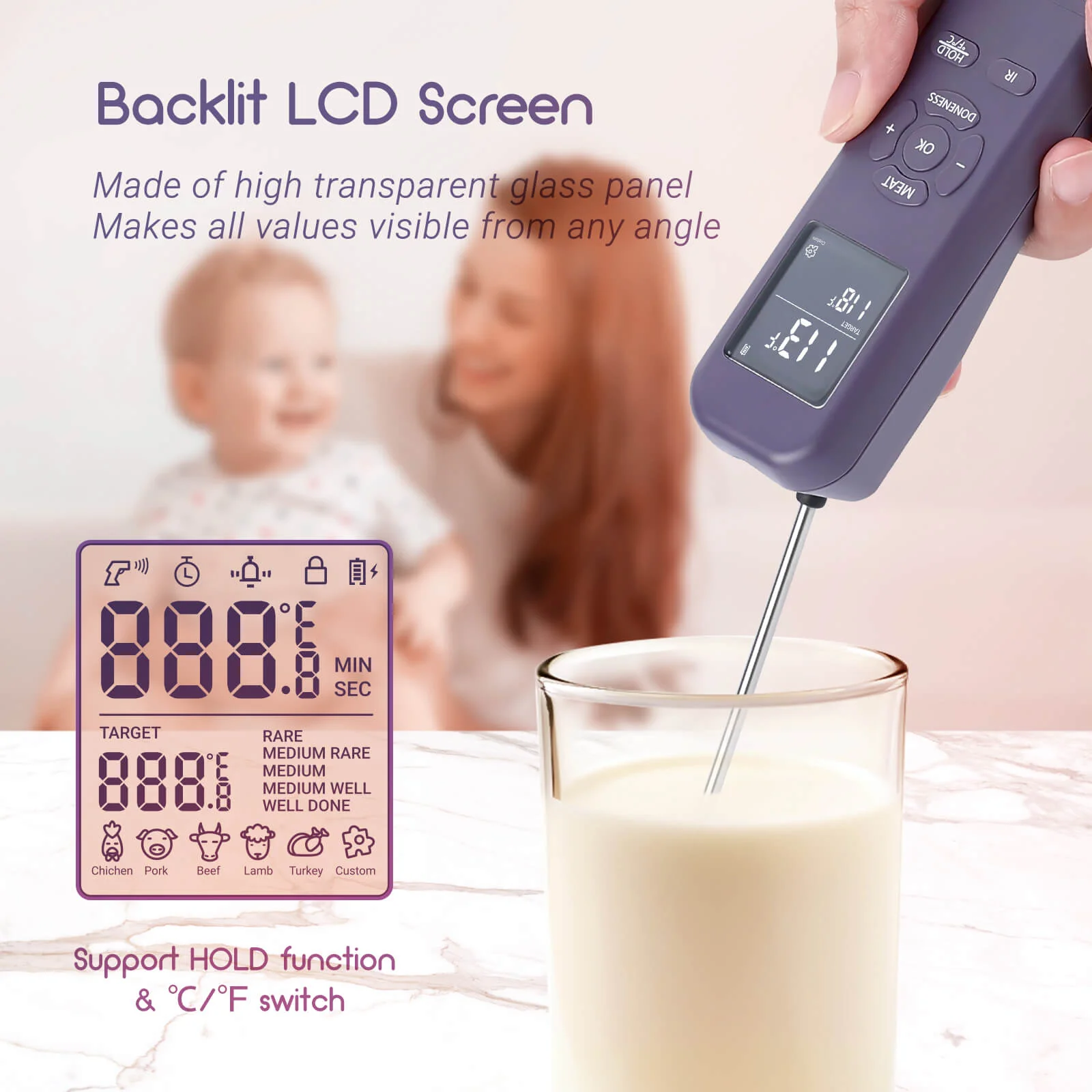 3-in-1 Instant Read Thermometer IHT-1M - Image 8