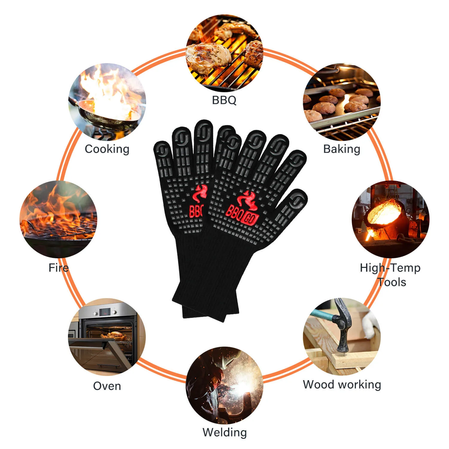 14" Heat Resistant Grilling Gloves - Image 3