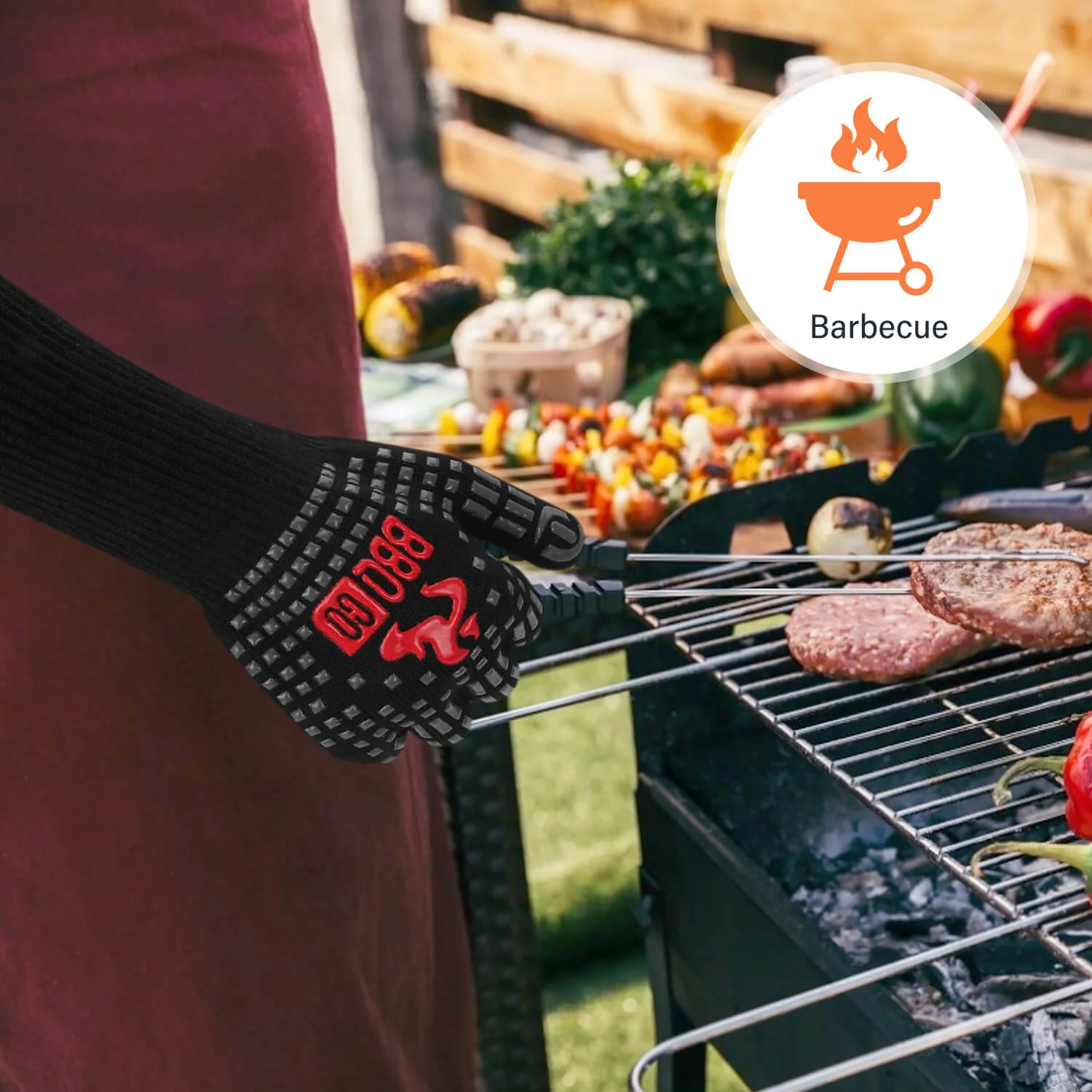 14" Heat Resistant Grilling Gloves - Image 5