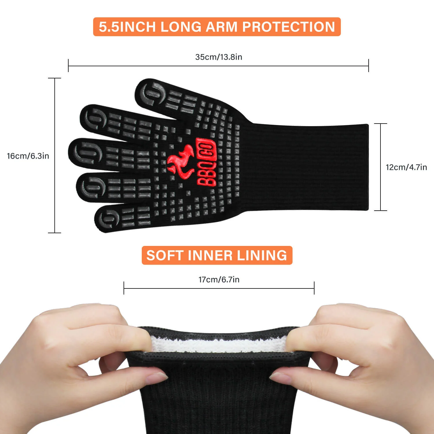 14" Heat Resistant Grilling Gloves - Image 6