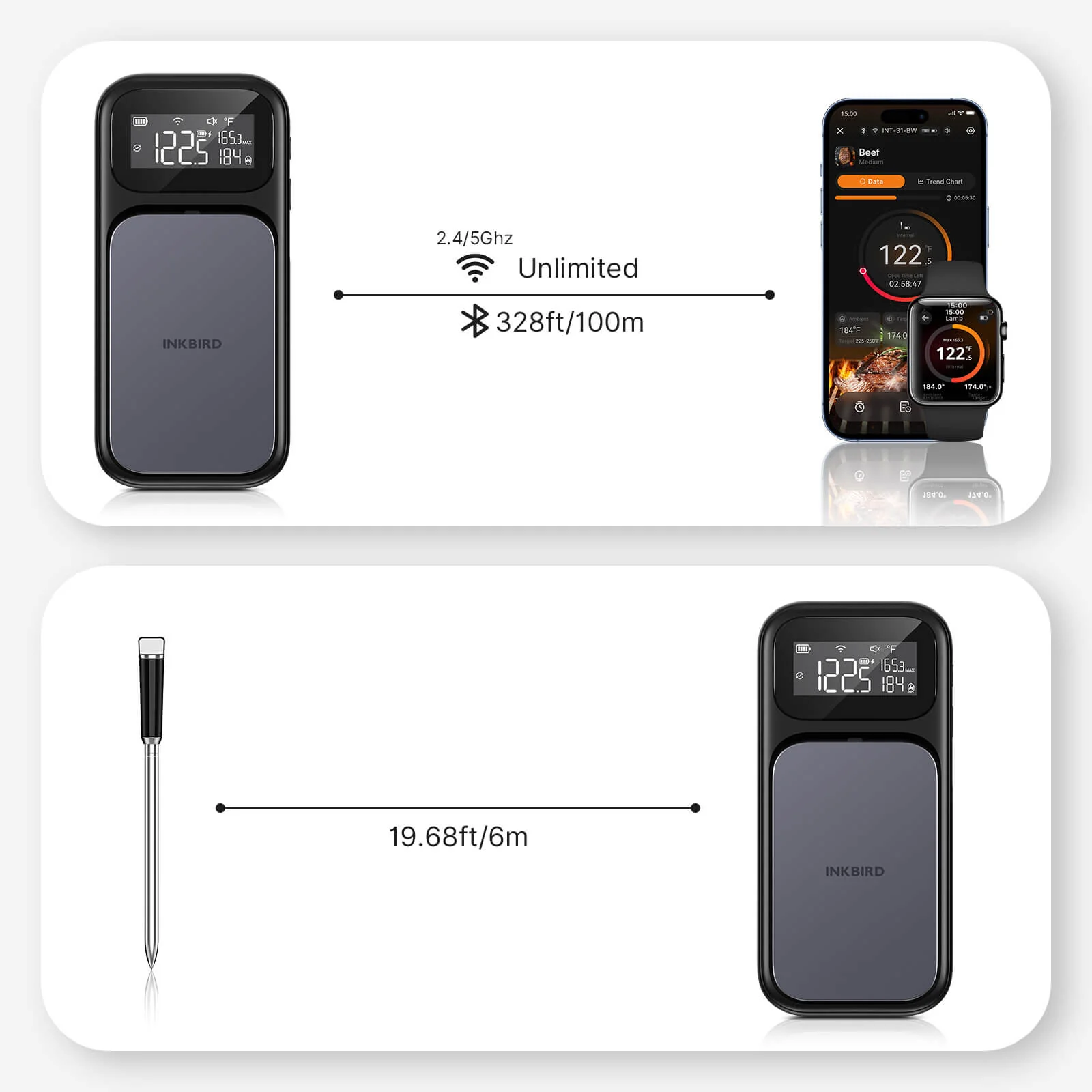 NIST-Certified WiFi & Bluetooth Meat Thermometer INT-31-BW - Image 3