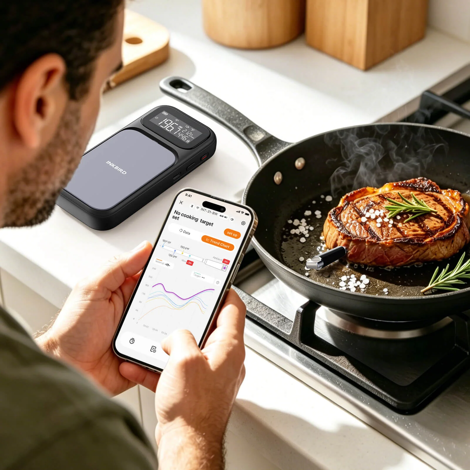 NIST-Certified WiFi & Bluetooth Meat Thermometer INT-31-BW - Image 5