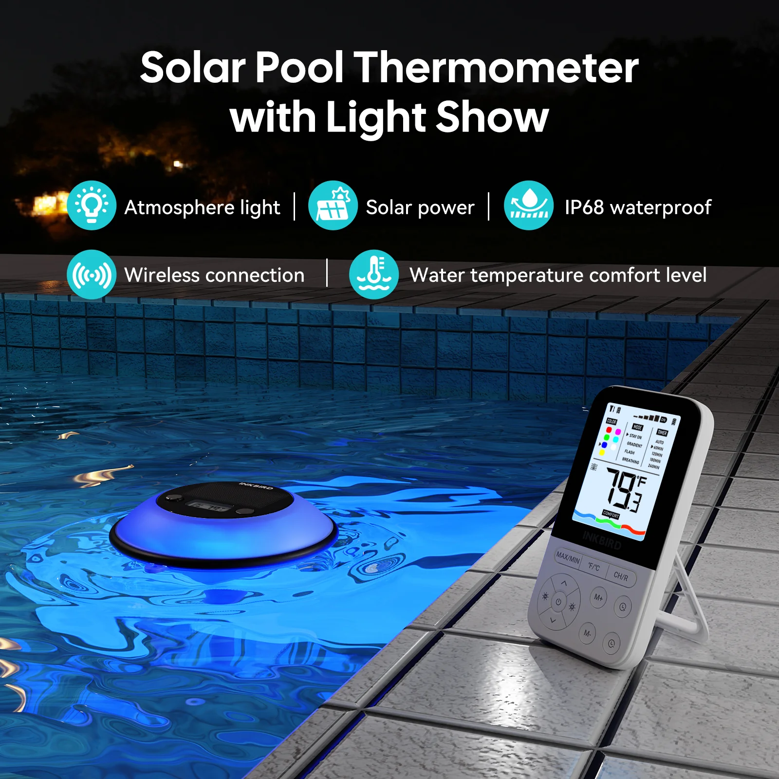 Solar Pool Thermometer IBS-P05R with Ambient Light - Image 2
