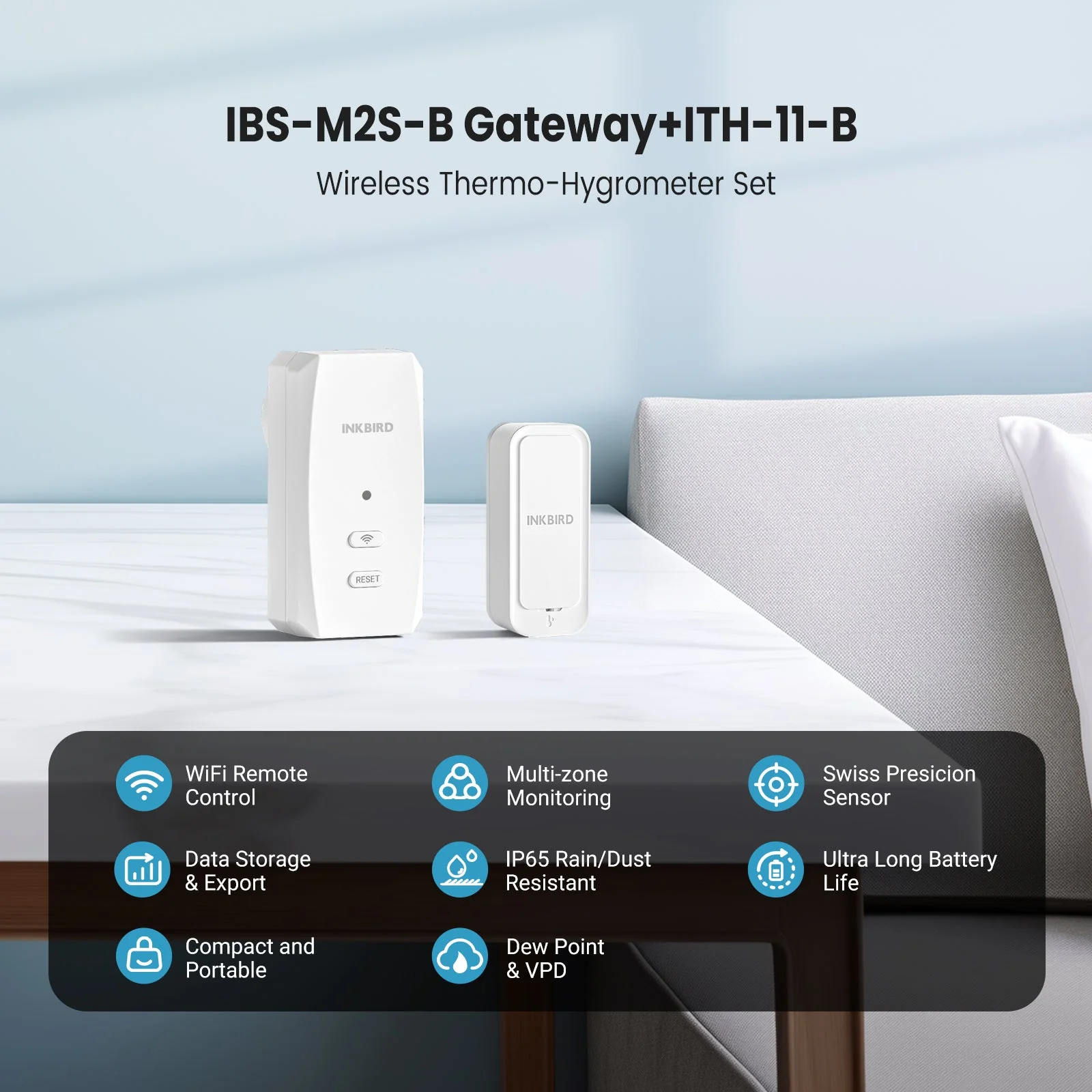 Three Bluetooth Hygrometer Thermometer Set ITH-11-B with WiFi Gateway IBS-M2S-B - Image 3
