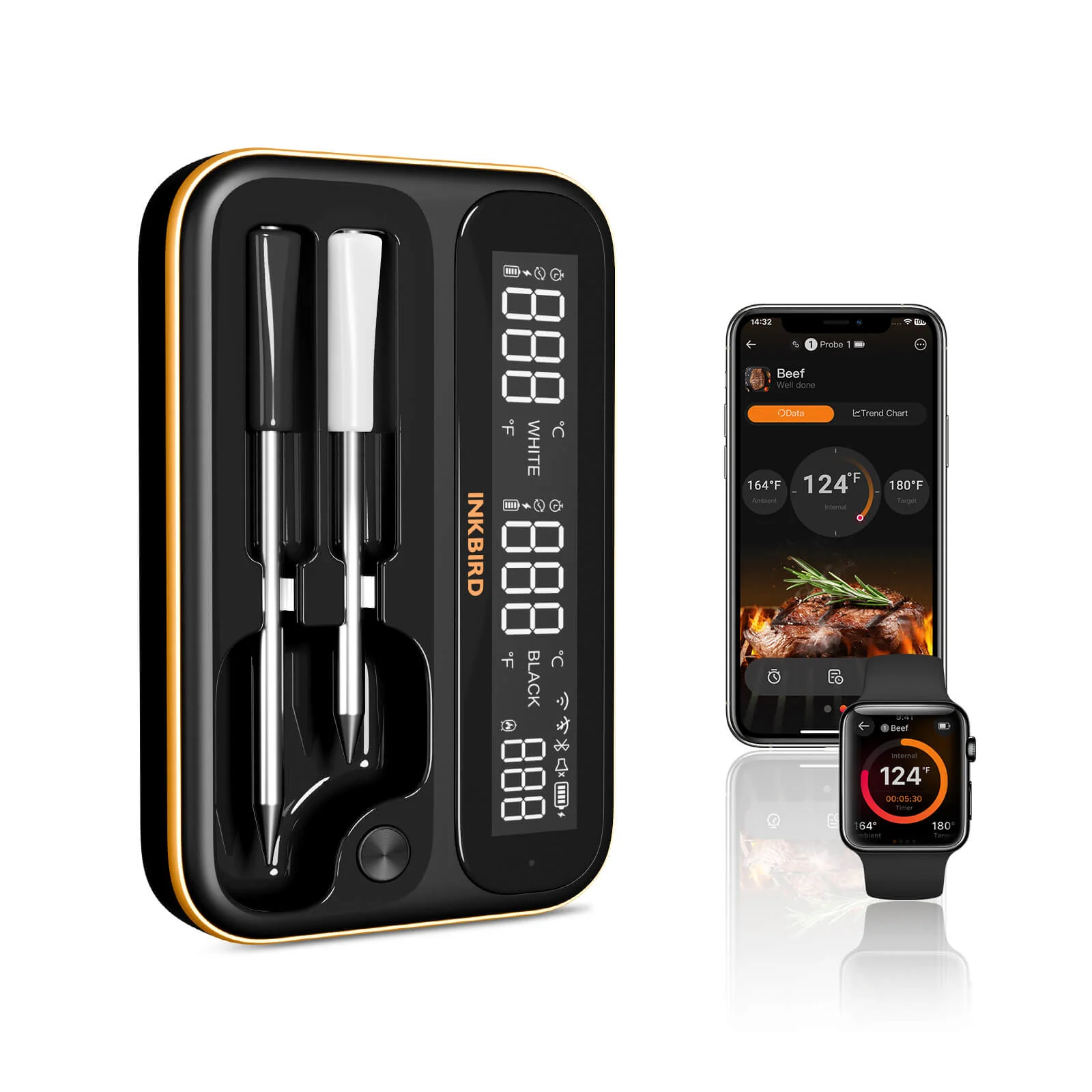 WiFi & Bluetooth Meat Thermometer INT-12-BW - Image 3
