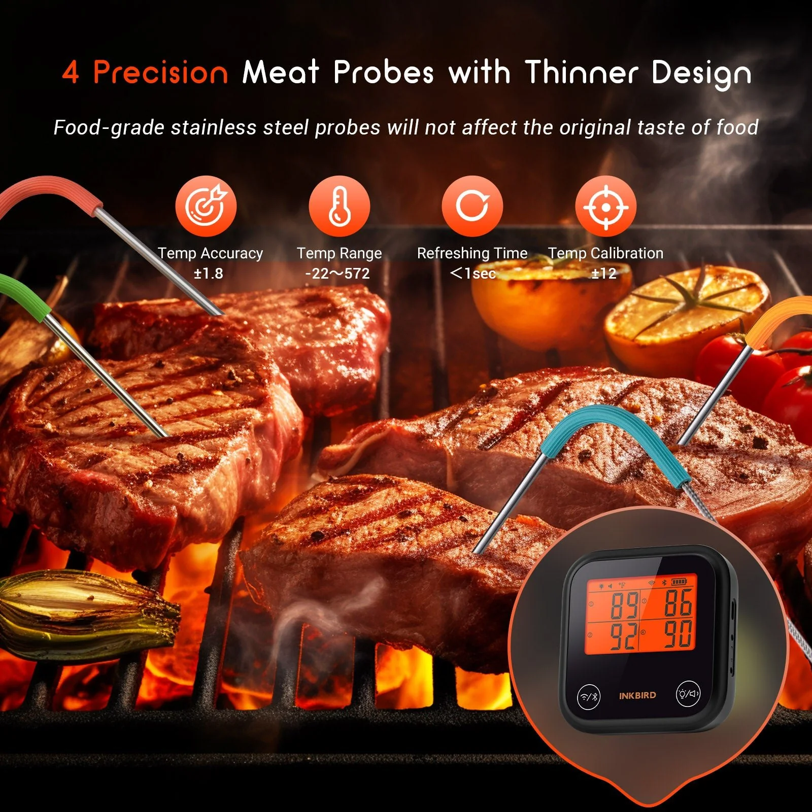 WiFi & Bluetooth BBQ Thermometer IDT-34E-BW - Image 4
